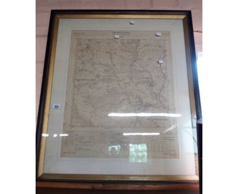 A framed and glazed ordnance survey sheet map of Buckfastleigh and surrounding environs