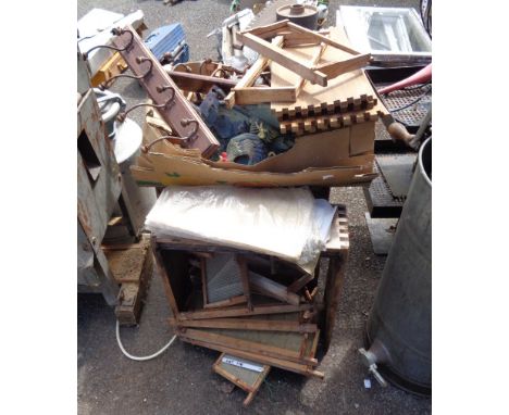 A beehive of wooden cube construction with slide combs (for re-assembly) - sold with a box containing further comb slides, co