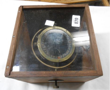 A WWII period Type PBM gimbal compass from a Supermarine Spitfire aircraft in later wooden box
