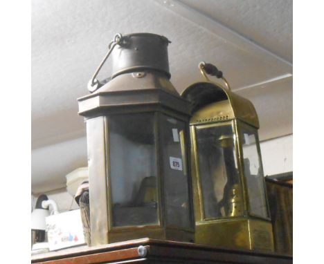 A Victorian ship's wardroom lamp by Ely Griffiths &amp; Sons Birmingham - sold with an Edwardian ship's masthead light made b