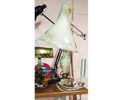 A vintage clip-on anglepoise lamp - sold with a vintage onyx table lamp