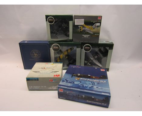 Four boxed Oxford Diecast 1:72 scale aircraft including Vickers Supermarine Seagull MkV (Walrus) together with three boxed Ho