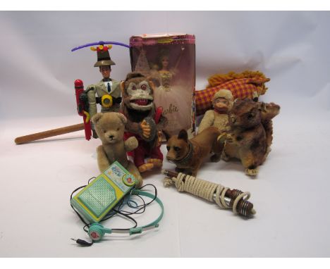 Mixed toys including Steiff 'Perri' squirrel, boxed Barbie as the Sugar Plum Fairy, Care Bears bedtime radio etc