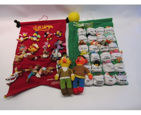 Two Kelloggs Mini Beans sets; Sesame Street and Disney together with Knickerbocker soft filled toy Burt &amp; Ernie