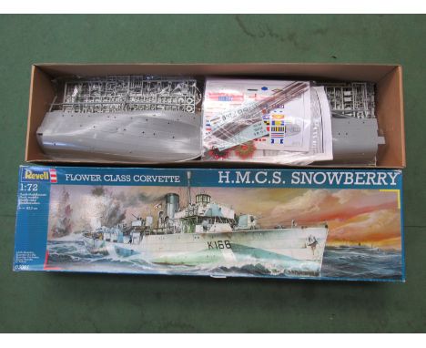 A Revell 1:72 scale plastic model kit, Flower Class Corvette HMCS Snowberry (contents unchecked)