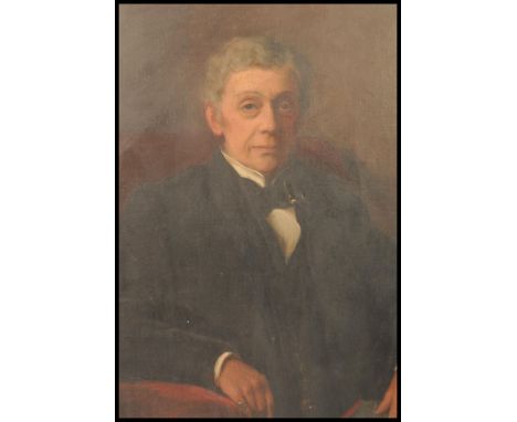A large Victorian English Northern School oil on canvas painting portrait study of 19th century Sheffield solicitor Charles A