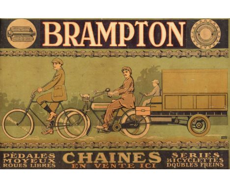 * Cycling. An original French advertising poster for Brampton c.1910, showing pedals and chains, colour lithograph on card, 5