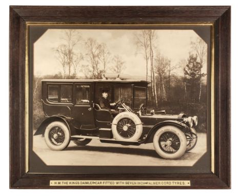 * Daimler. H.M. The King's Daimler Car Fitted with Seven Inch Palmer Cord Tyres c.1915, a large carbon print photograph, 64 x