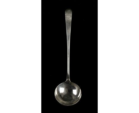 * American Silver. A silver soup ladle by Thomas Underhill, New York c.1785, of plain form engraved with initials, stamped tw