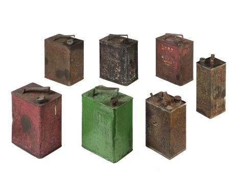 * Petrol Cans. A collection of vintage petrol cans comprising, Shell Motor Spirit with Shell brass cap, BP Motor Spirit with 