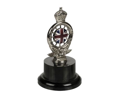 * Royal Automobile Club. A 1920s RAC car badge by Elkington &amp; Co, enamelled union jack centre beneath a kings crown and w