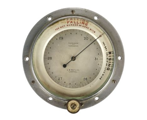 * Motor Aneroid. A 1920s dashboard barometer by J.W. Ray &amp; Co, Liverpool, the silvered dial compensated for temperature, 