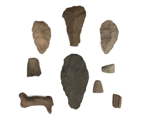 * Neolithic Tools. A collection of Neolithic tools from the Leonard Newton Collection, including a collection of 9 Kintampo N