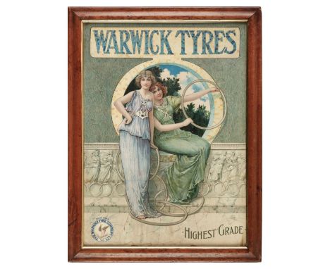 * Warwick Tyres. The Warwick Tyre Company Ltd advertising board c.1915, colour lithograph on card, printed by Automatic Photo