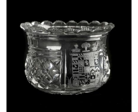 * 1st Earl of Durham. A fine Wear Flint Glass Company finger bowl c.1820, the heavily cut glass bowl with mitre cut lozenges 