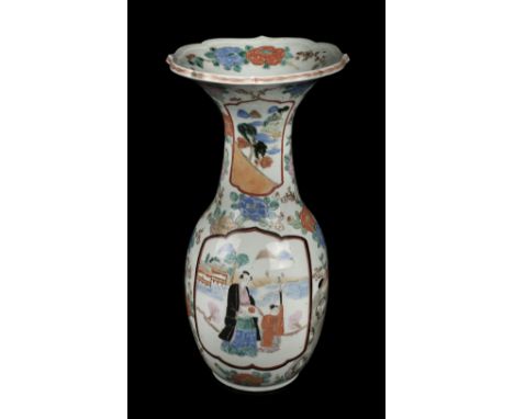 * Vase. A Japanese porcelain vase, Meiji Period (1868-1912), of baluster form with polychrome enamel decoration depicting fig