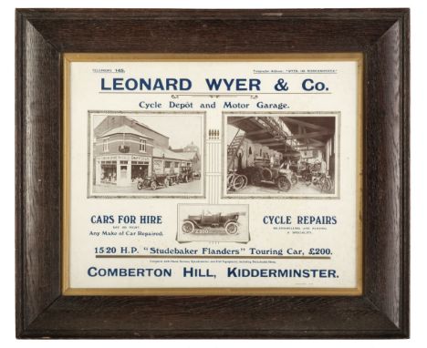* Leonard Wyer &amp; Co. An advertising poster c.1915, monochrome and blue lithograph on paper, showing the shop and workshop