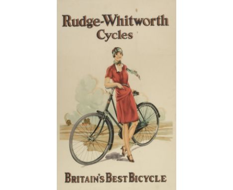 * Cycling. An original Rudge-Whitworth Cycles advertising poster c.1920, colour lithograph on paper printed by James Upton Lt