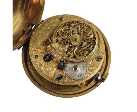 * Pocket Watch. An 18th century pair case pocket watch by John Downes, London c.1750, with white enamel dial, black Roman num