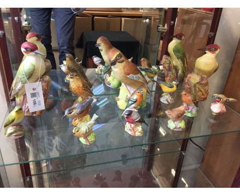 * Royal Worcester. A mixed collection of porcelain birds, comprising two large Woodpecker (3249), Jay (3248), together with s