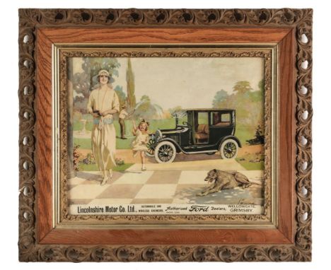 * Lincolnshire Motor Co Ltd. An advertising poster c.1920, colour lithograph, minor damage notably to upper right corner, 39 