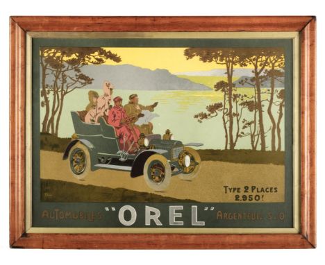 * Orel. An original "Orel" Argenteuil S &amp; O Automobiles poster by Walter Thor (1870-1929), colour lithograph on card, lig