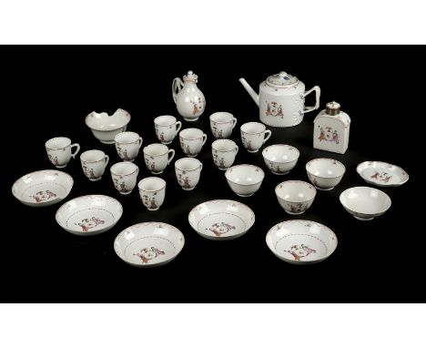 * Chinese Export. An impressive 18th century Chinese armorial part tea service c.1782, comprising, teapot, 12 coffee cups, mi