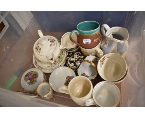 A selection of ceramics including Spode teapot