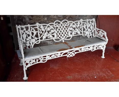 Possible Coalbrookdale ornate garden bench, 83x178x54cm 