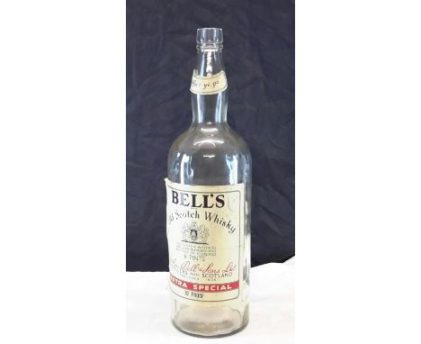 Large bells scotch whisky glass advertising bottle, 51cm in height 