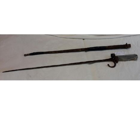 French WW1 bayonet & scabbard dug from battlefields of Messines Le Dames Aisue 