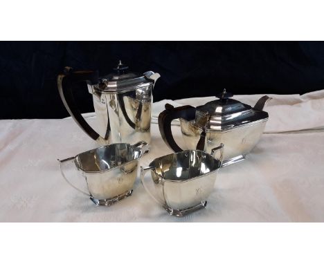 4 piece Sheffield silver tea/coffee service by Harrison Brothers & Howson (George Howson) dated 1942, 1750 grams