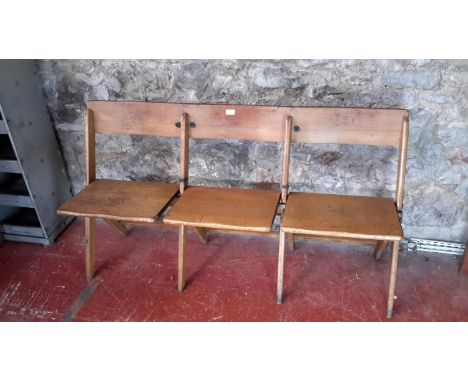 Vintage fold away three seat bench, 77x140cm 