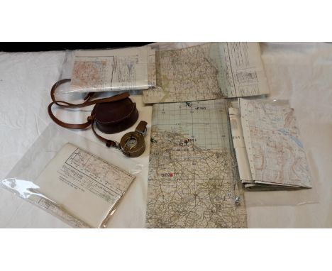 A selection of war officer/ ministry of defence O.S maps of Scotland together with 1940 mk3 military officers compass with le