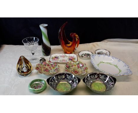 A selection of collectables to include Caithness paperweight ' High Flyer', Royal Winton ' summertime' pin dishes & Murano gl