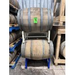 Lot of (4) wooden barrels with (4) metal supports