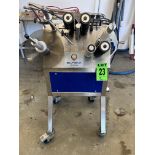 2017 ELNOVA / CDA semi-automatic labelling machine for cylinders, mod. N1, SS Frame on mobile base w