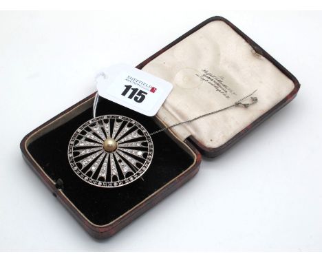 A Large Belle Epoque Diamond Set Circular Brooch, of geometric pierced design, pearl set to the centre, within openwork frame