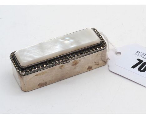 A Modern Hallmarked Silver and Mother of Pearl Rectangular Box, AN, London 1996, the rectangular mother of pearl panel within