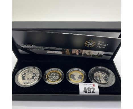 2009 Royal Mint U.K Silver Proof Piedfort Four Coin Collection, includes the rare Kew Gardens Fifty Pence, cased with certifi