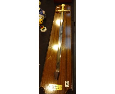 Reproduction mahogany mounted Sword of Charlemagne, blade L: 80 cm  CONDITION REPORT: POSTAGE: There are International restri