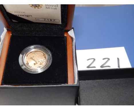 A 2012 cased proof gold sovereign – George & The Dragon with certificate.