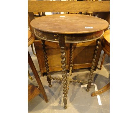 Early 20thC occasional table with corkscrew turned legs and stretchers