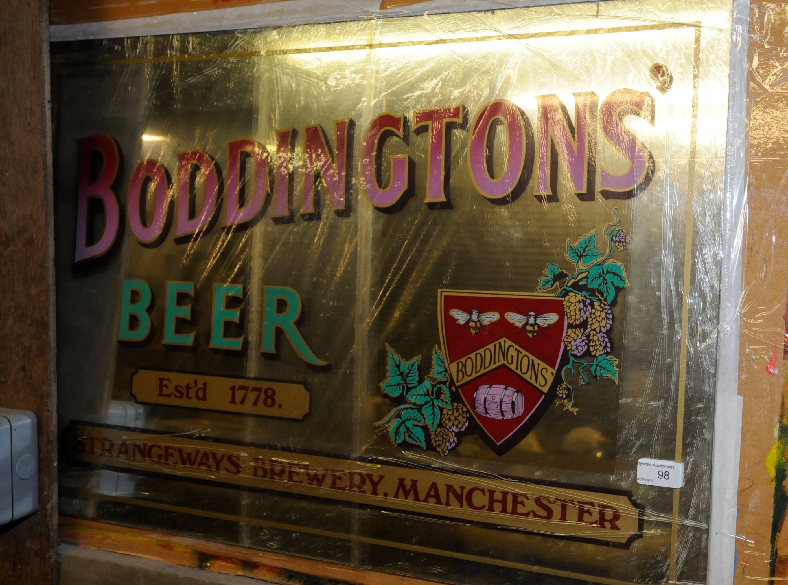 Large modern advertising mirror 'Boddingtons Beer'
