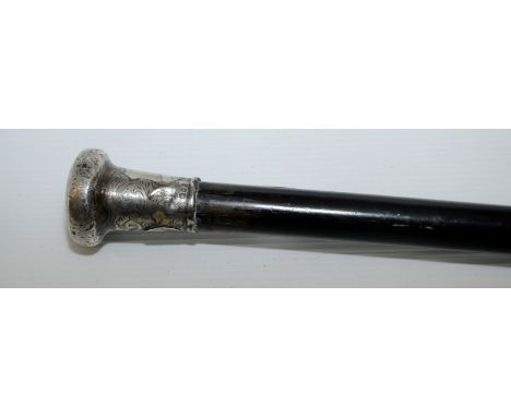 Silver topped walking cane marked Asprey