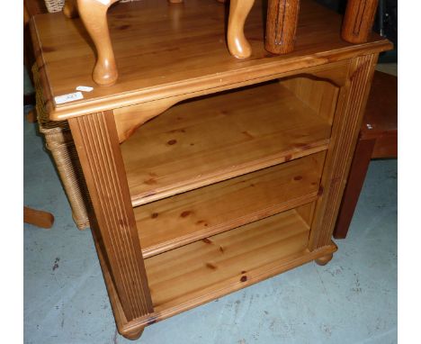 Two tier open pine shelf unit