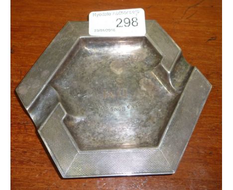 Birmingham silver hall marked ash tray with engine turner detail 