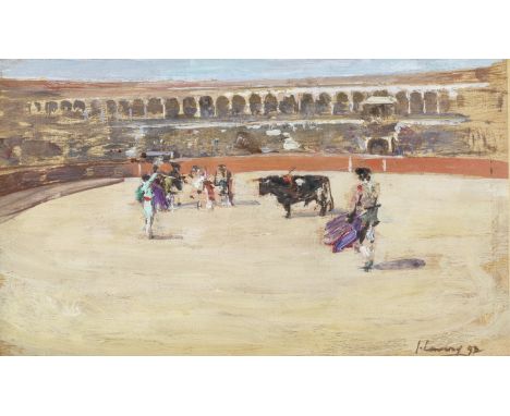 Sir John Lavery R.A., R.S.A., R.H.A. (1856-1941)Bull fight signed and dated 'J. Lavery 92' (lower right)oil on panel13 x 21.6