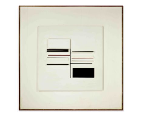 Victor Pasmore R.A. (British, 1908-1998)Relief Construction in White, Black, Brown and Maroon signed with initials and dated 