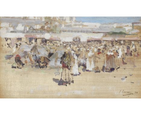 Sir John Lavery R.A., R.S.A., R.H.A. (1856-1941)Arab gathering signed and dated 'J. Lavery 92' (lower right)oil on panel12.9 